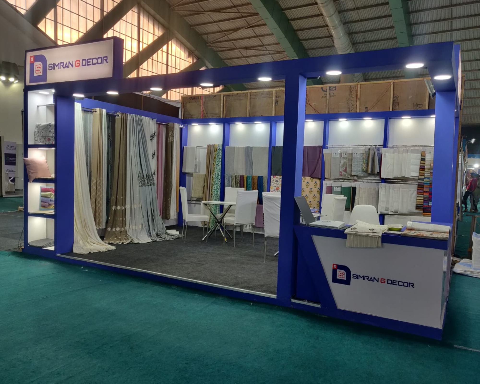 Exhibition stand with curtains at a b2b trade show