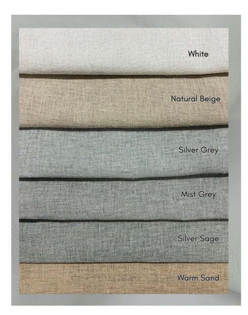 Iris Linen Sheer Curtain Fabric - Grayscale