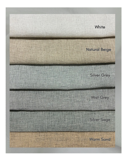 Iris Linen Sheer Curtain Fabric - Grayscale